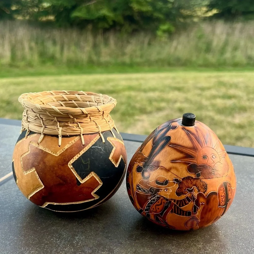 Handcrafted Gourd set - Folk Art